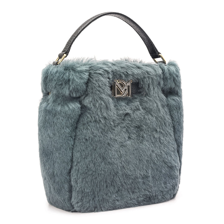 Small Fur Leather Satchel - Green