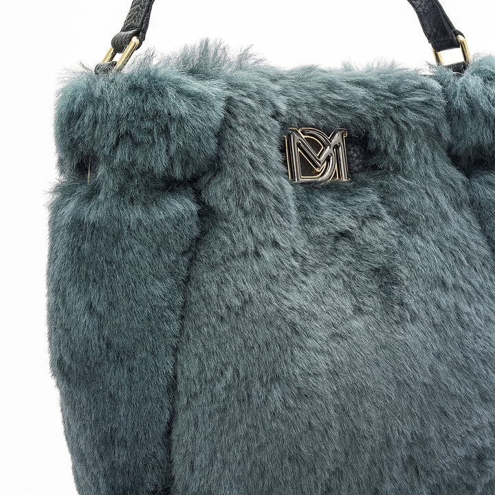 Small Fur Leather Satchel - Green