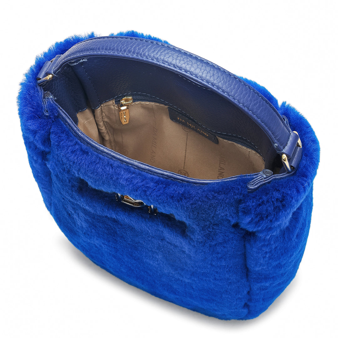 Small Fur Leather Satchel - Ink Blue