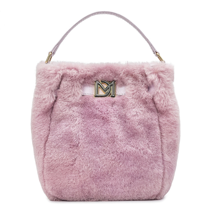 Small Fur Leather Satchel - Purple