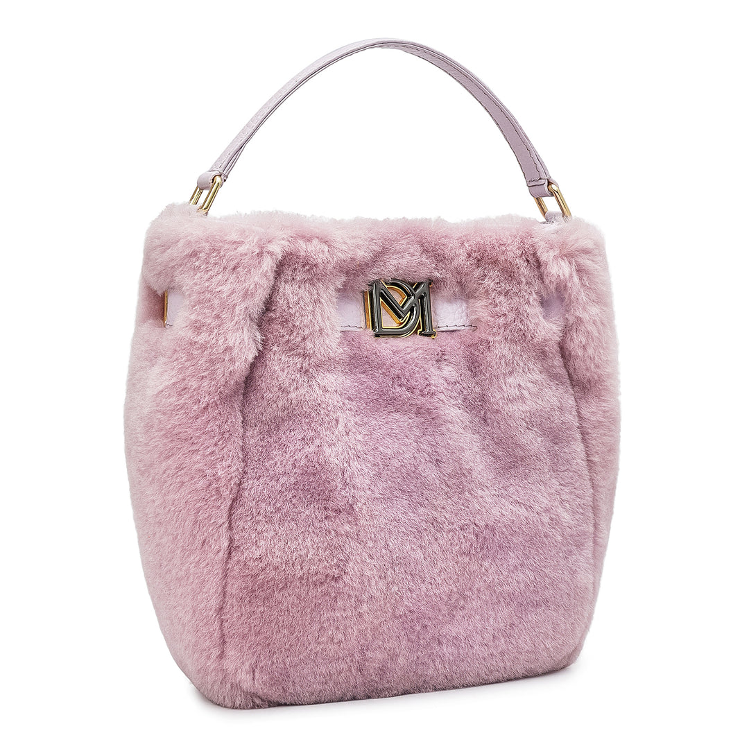Small Fur Leather Satchel - Purple