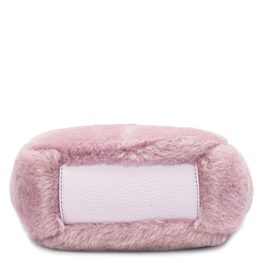 Small Fur Leather Satchel - Purple