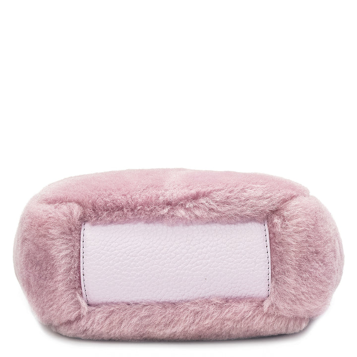 Small Fur Leather Satchel - Purple
