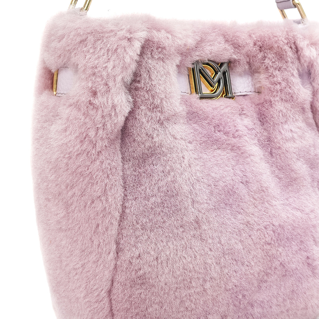 Small Fur Leather Satchel - Purple