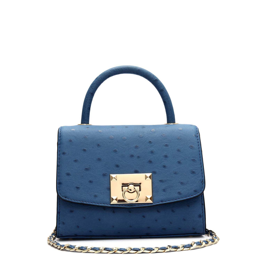 Small Ostrich Leather Satchel - Twilight