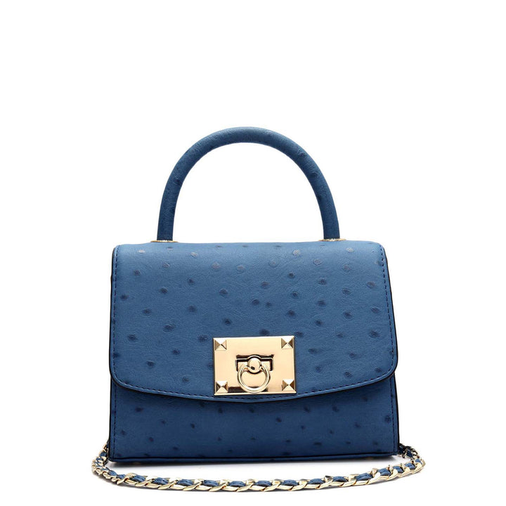 Small Ostrich Leather Satchel - Twilight