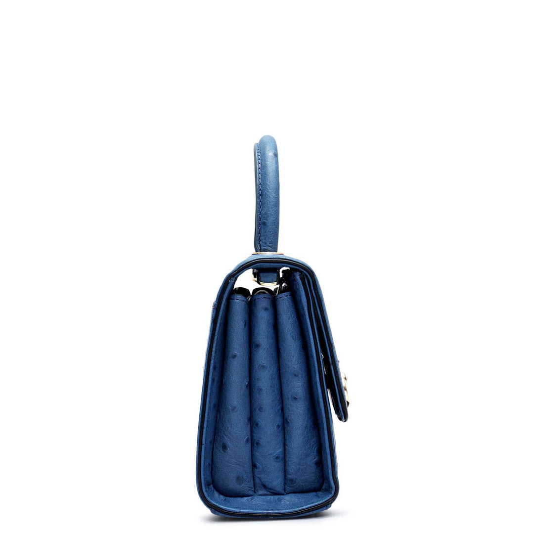 Small Ostrich Leather Satchel - Twilight