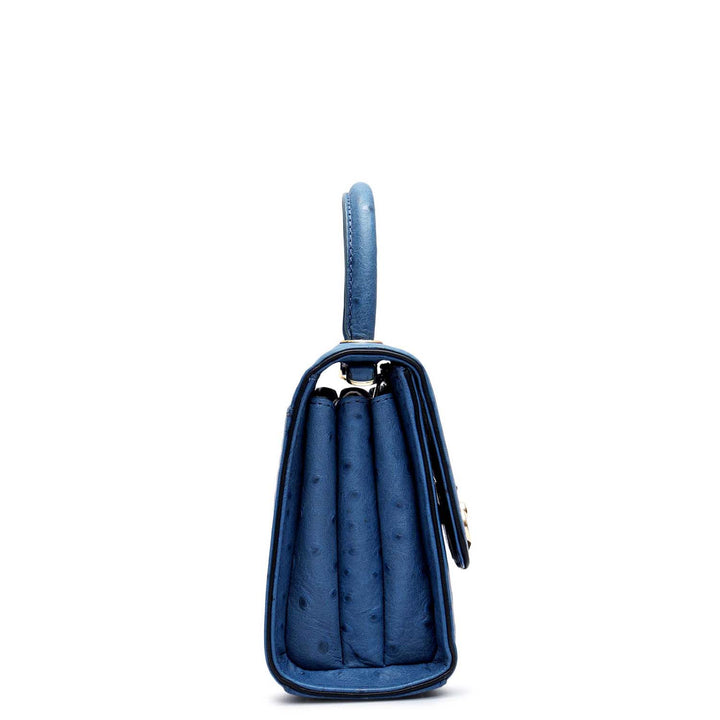 Small Ostrich Leather Satchel - Twilight