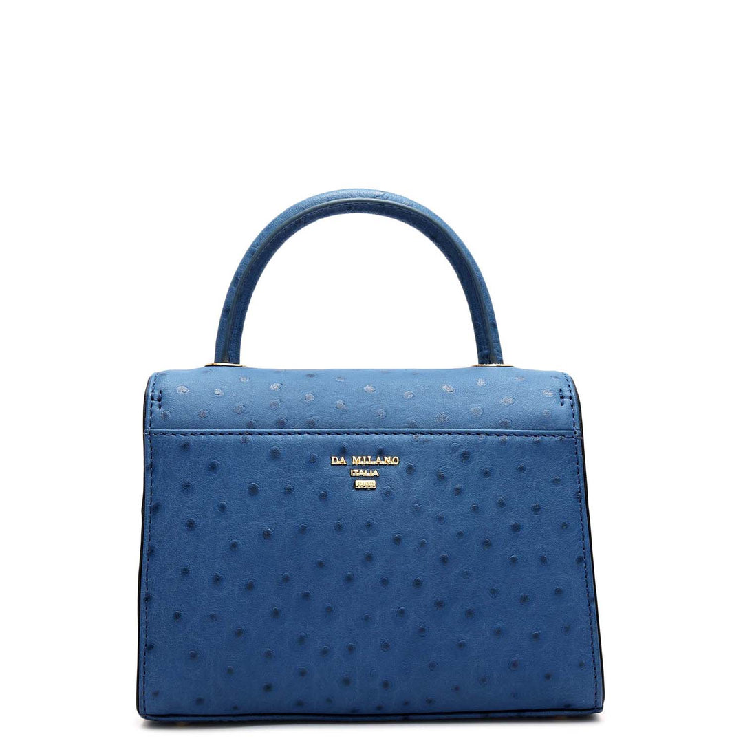 Small Ostrich Leather Satchel - Twilight
