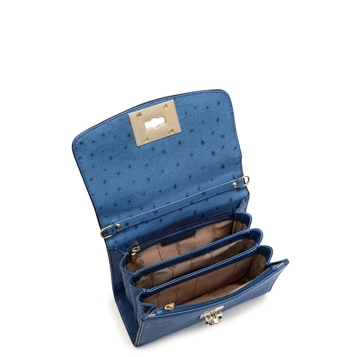 Small Ostrich Leather Satchel - Twilight