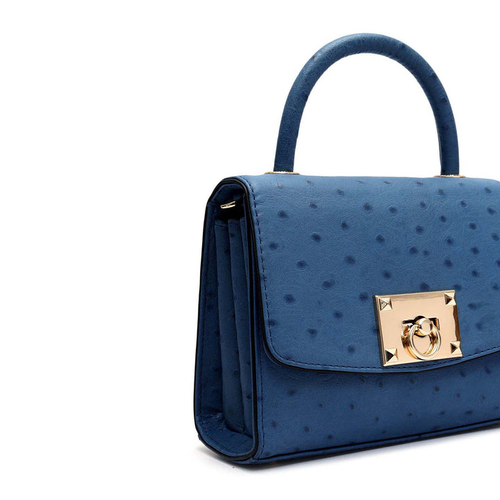 Small Ostrich Leather Satchel - Twilight