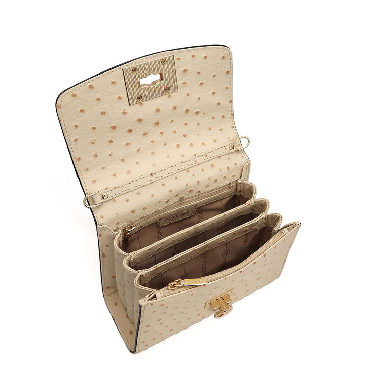 Small Ostrich Leather Satchel - Vanilla