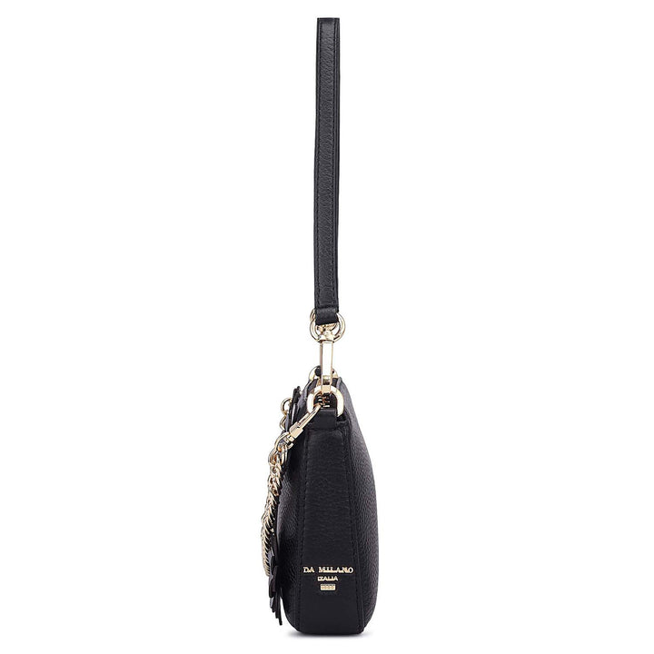 Small Wax Leather Baguette - Black