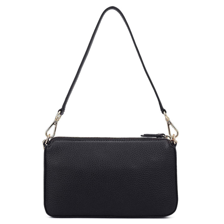 Small Wax Leather Baguette - Black