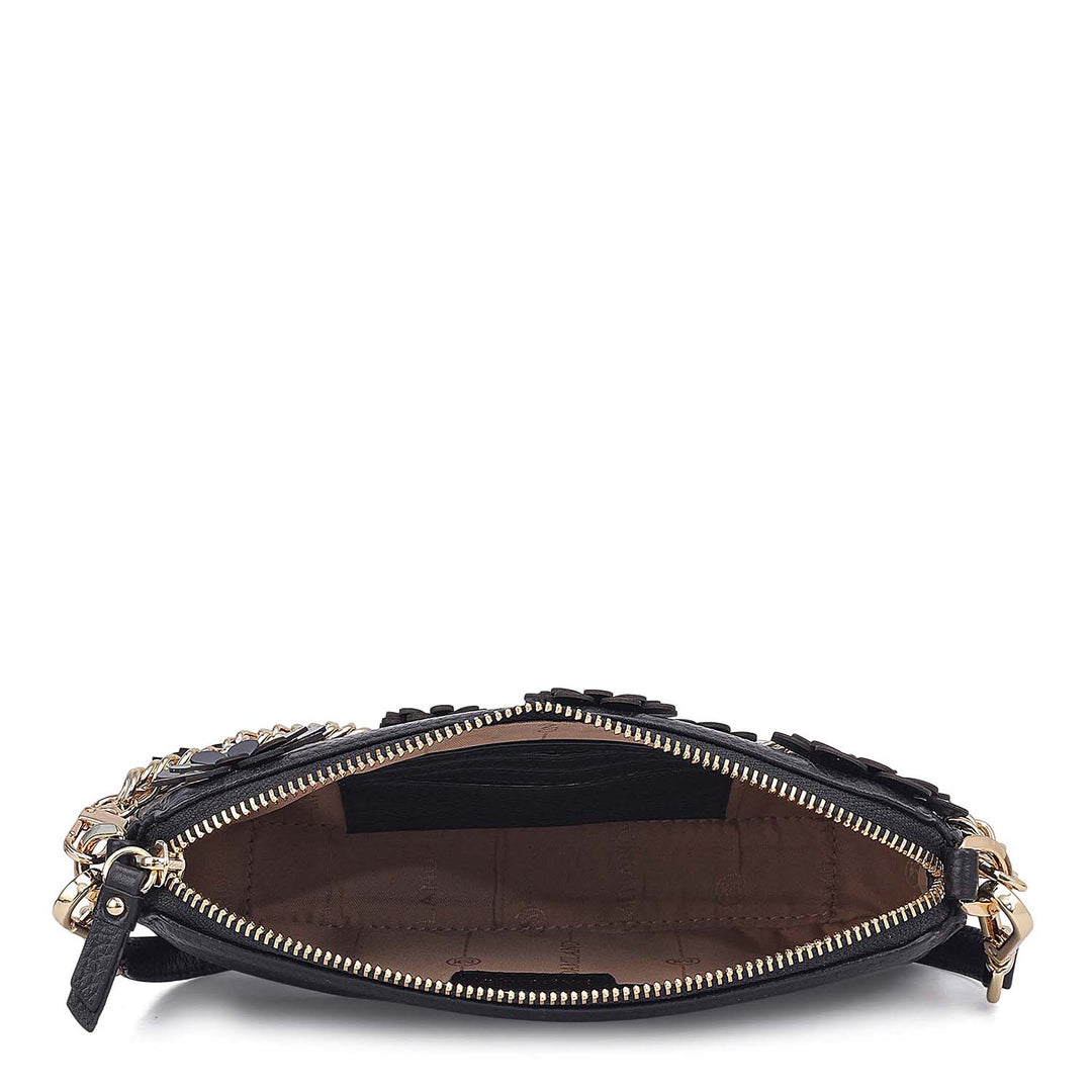 Small Wax Leather Baguette - Black