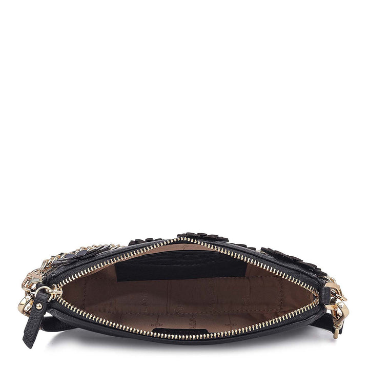 Small Wax Leather Baguette - Black