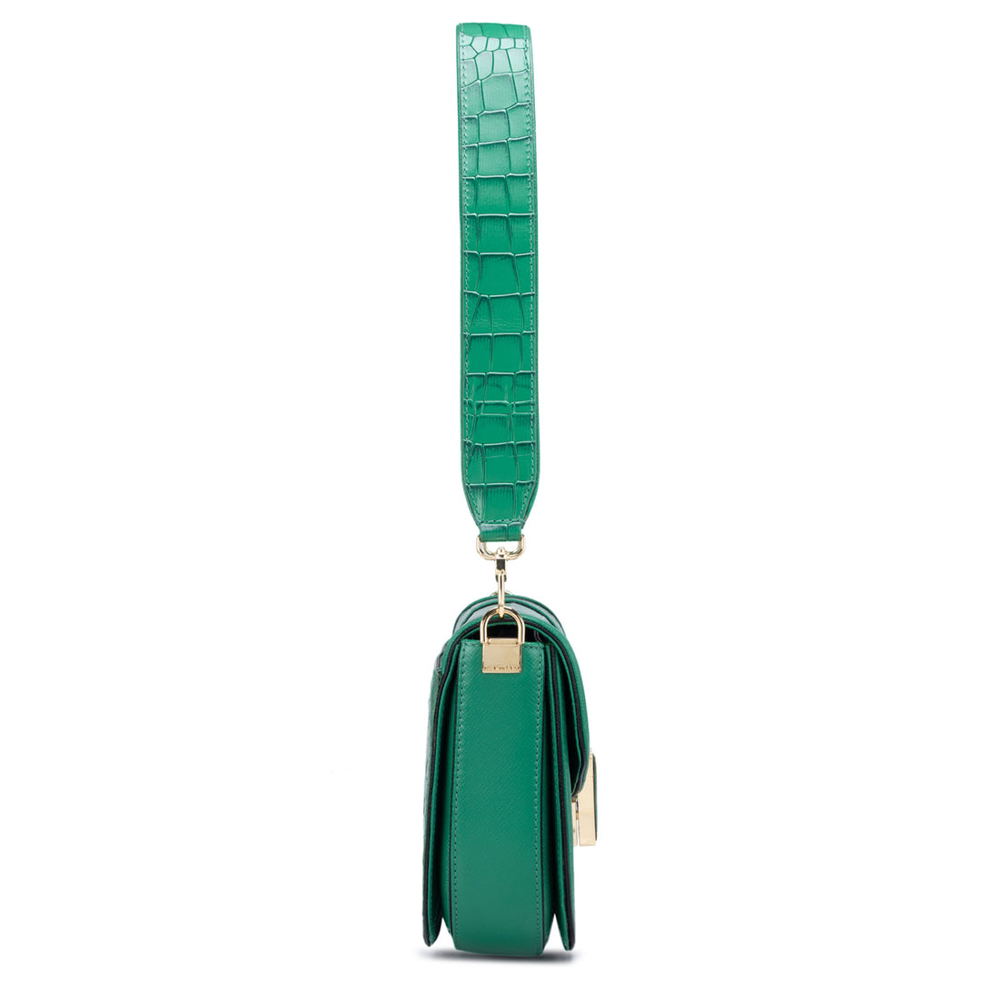 Small Croco Leather Sling - Sea Weed