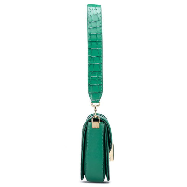 Small Croco Leather Sling - Sea Weed