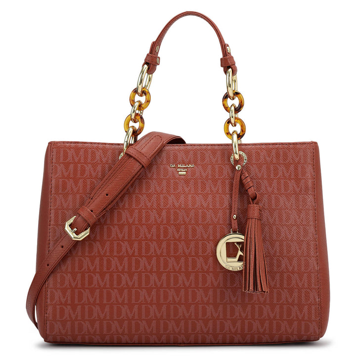 Medium Monogram Franzy Leather Satchel - Brick