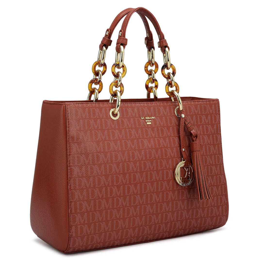 Medium Monogram Franzy Leather Satchel - Brick