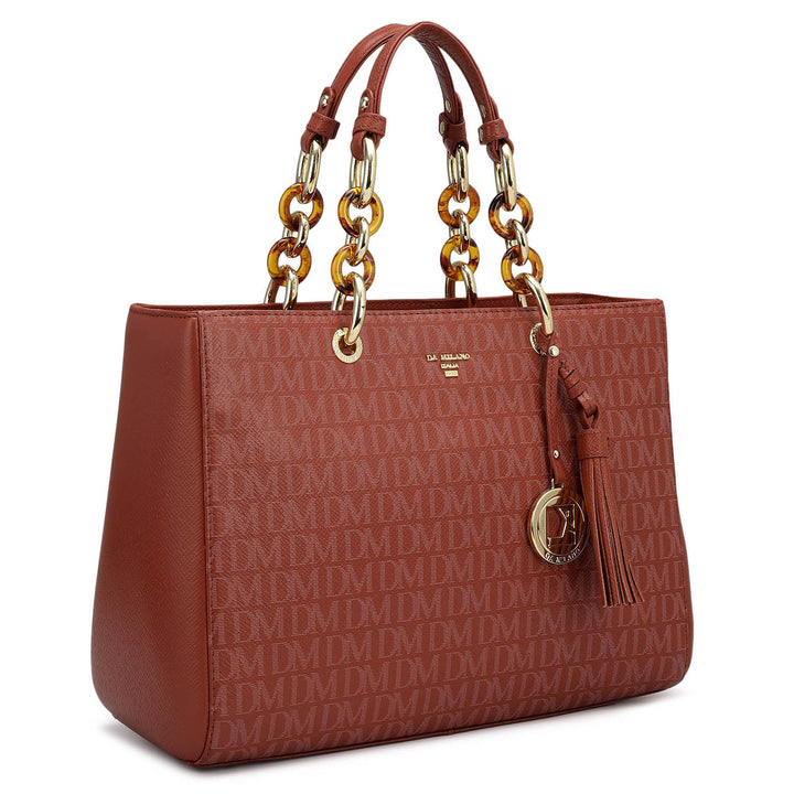 Medium Monogram Franzy Leather Satchel - Brick