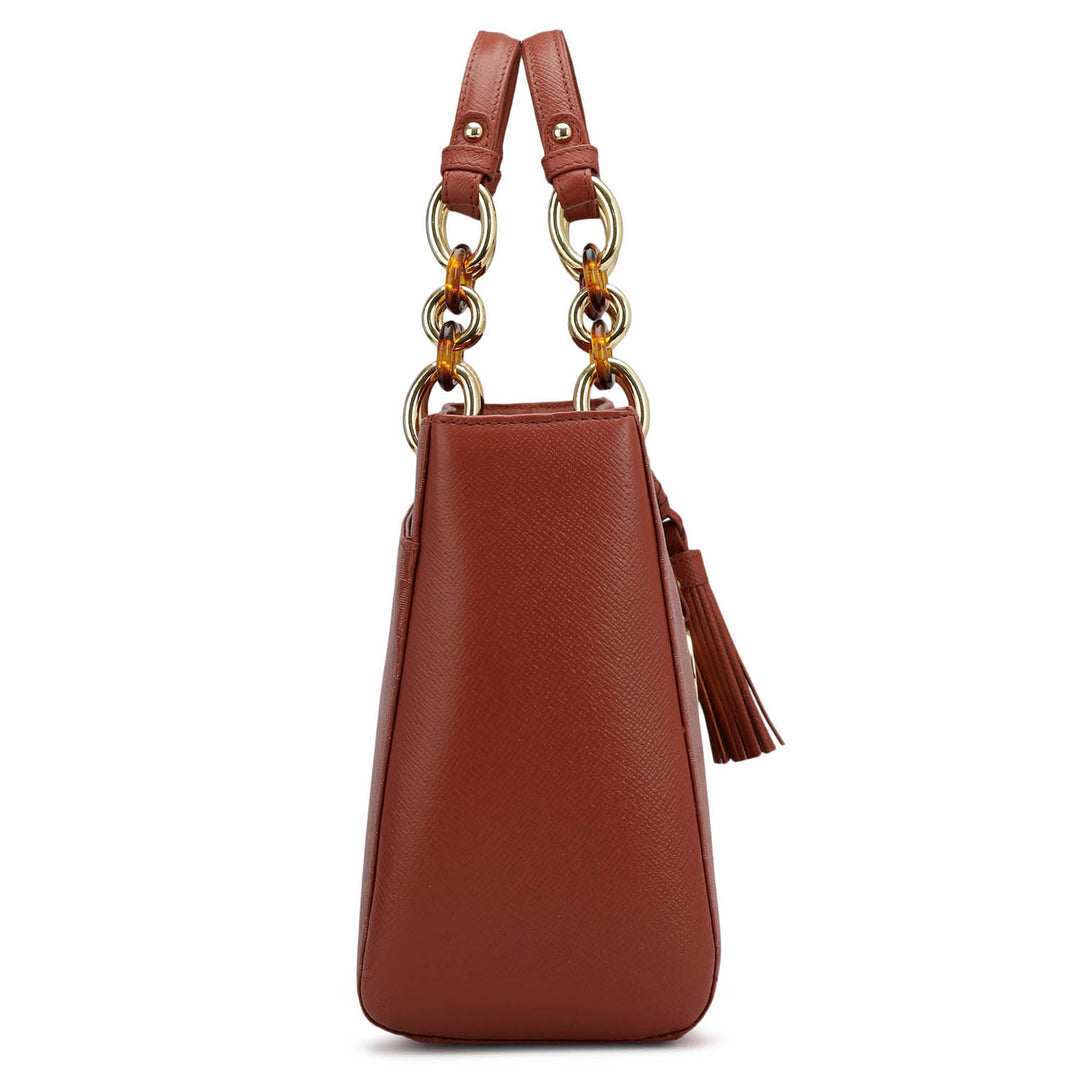 Medium Monogram Franzy Leather Satchel - Brick