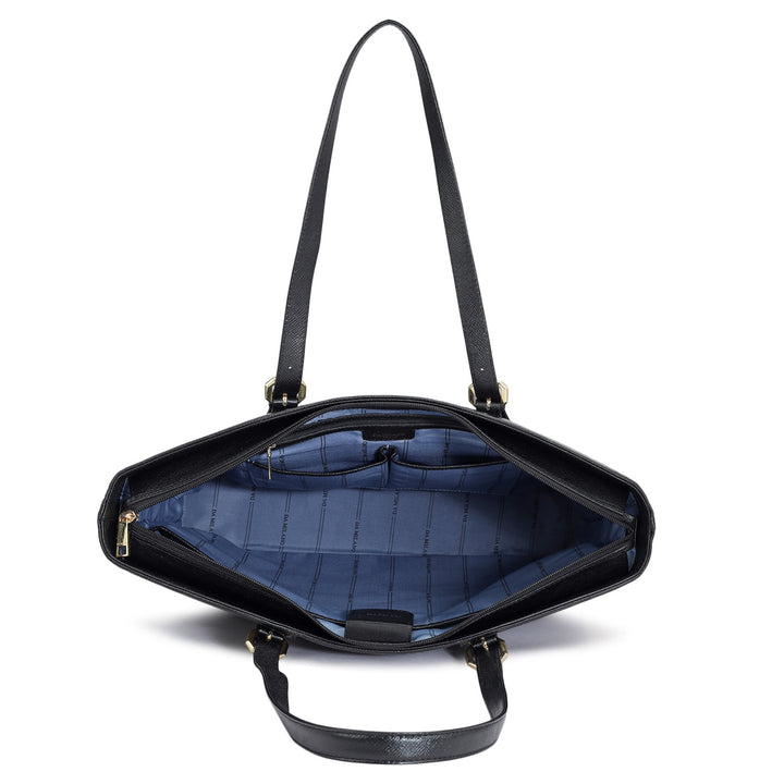 Large Croco Leather Tote - Black