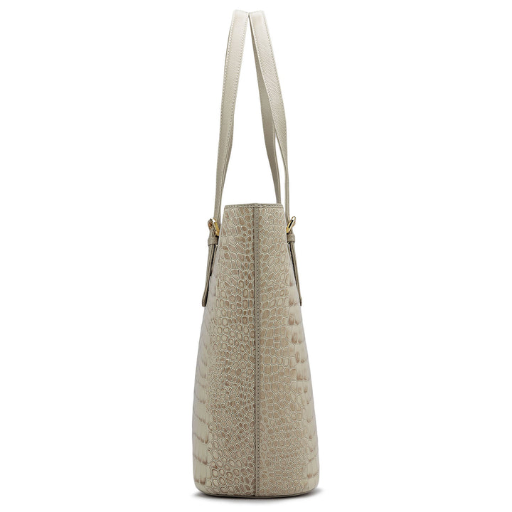 Large Croco Leather Tote - Frost