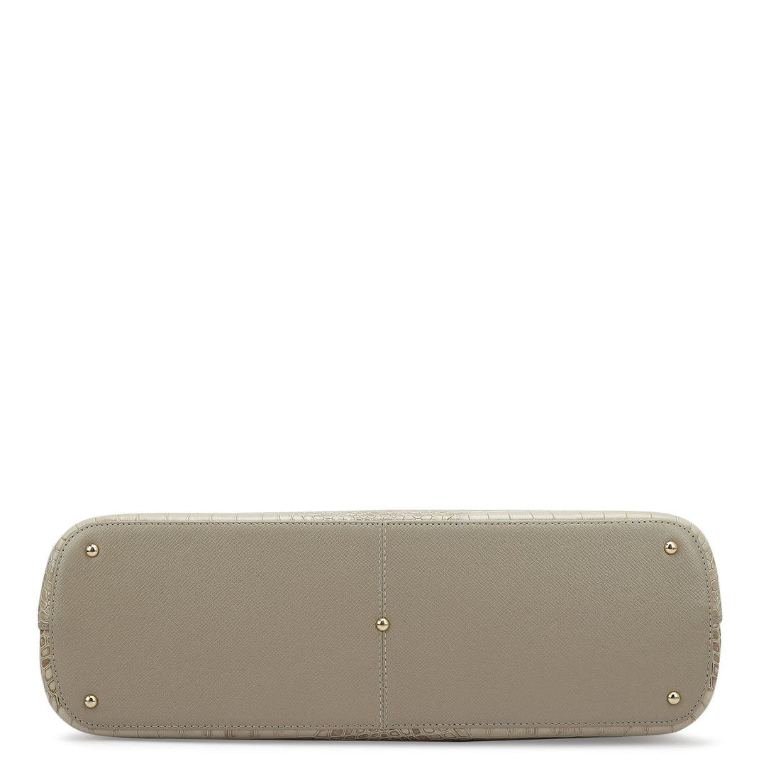 Large Croco Leather Tote - Frost