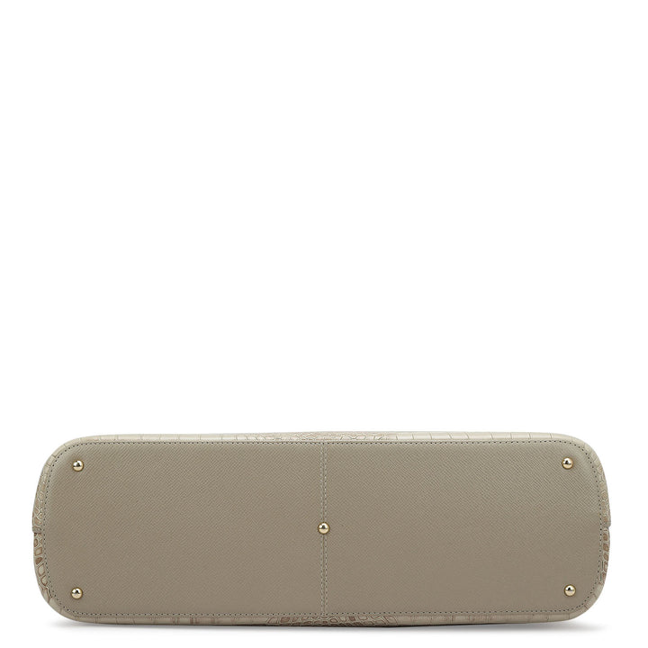 Large Croco Leather Tote - Frost