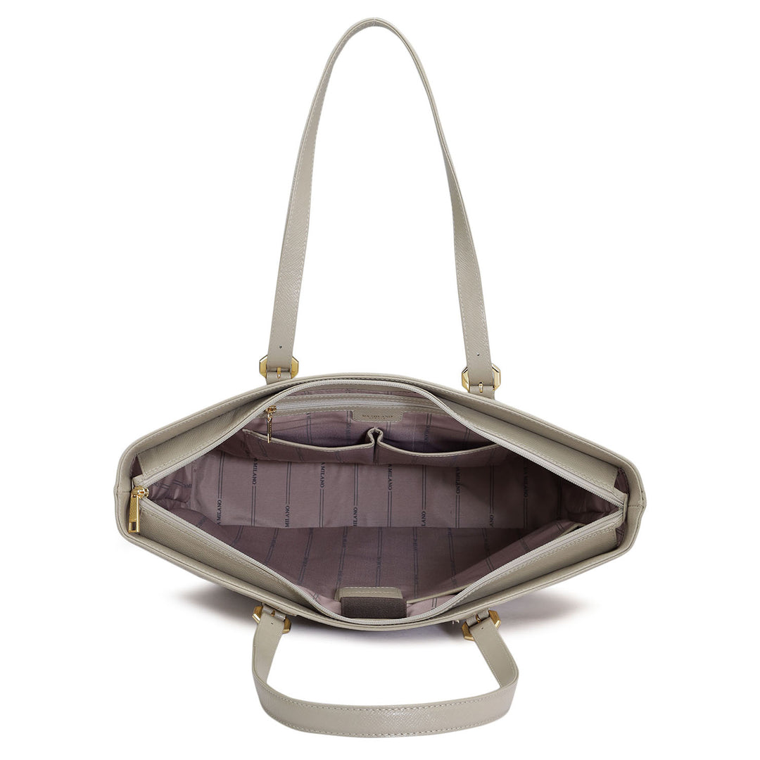 Large Croco Leather Tote - Frost