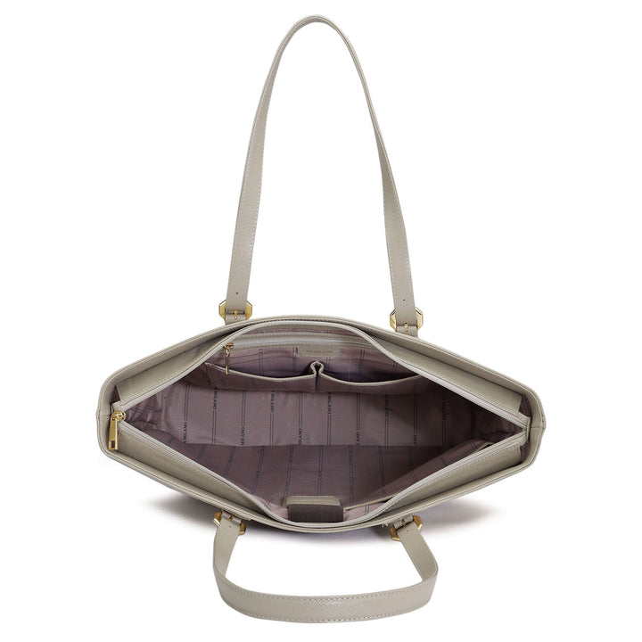 Large Croco Leather Tote - Frost