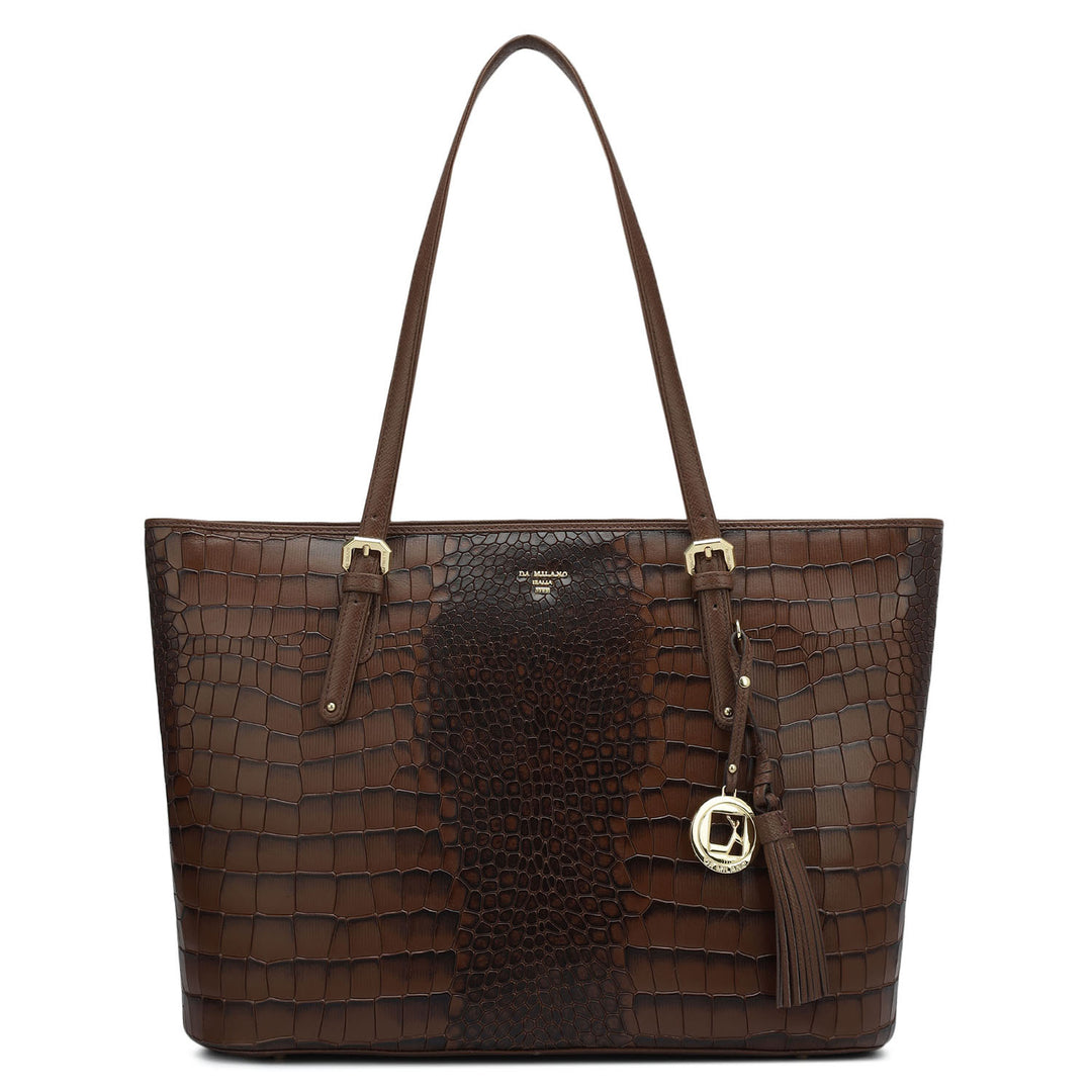 Large Croco Leather Tote - Date