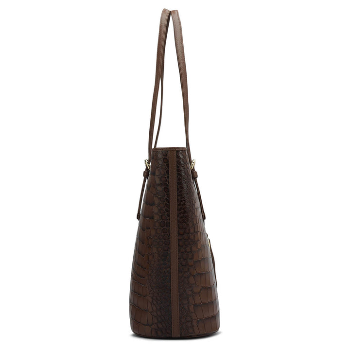 Large Croco Leather Tote - Date