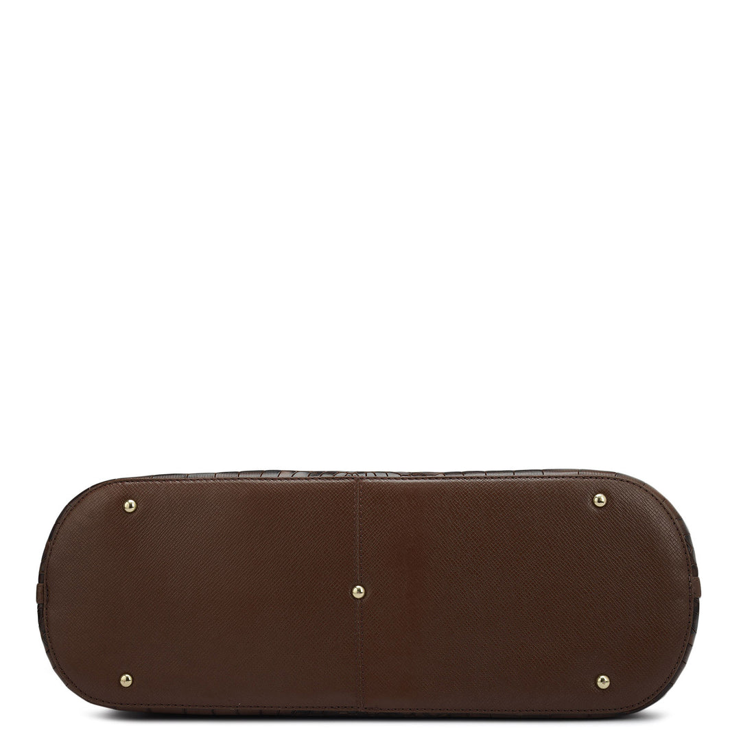 Large Croco Leather Tote - Date