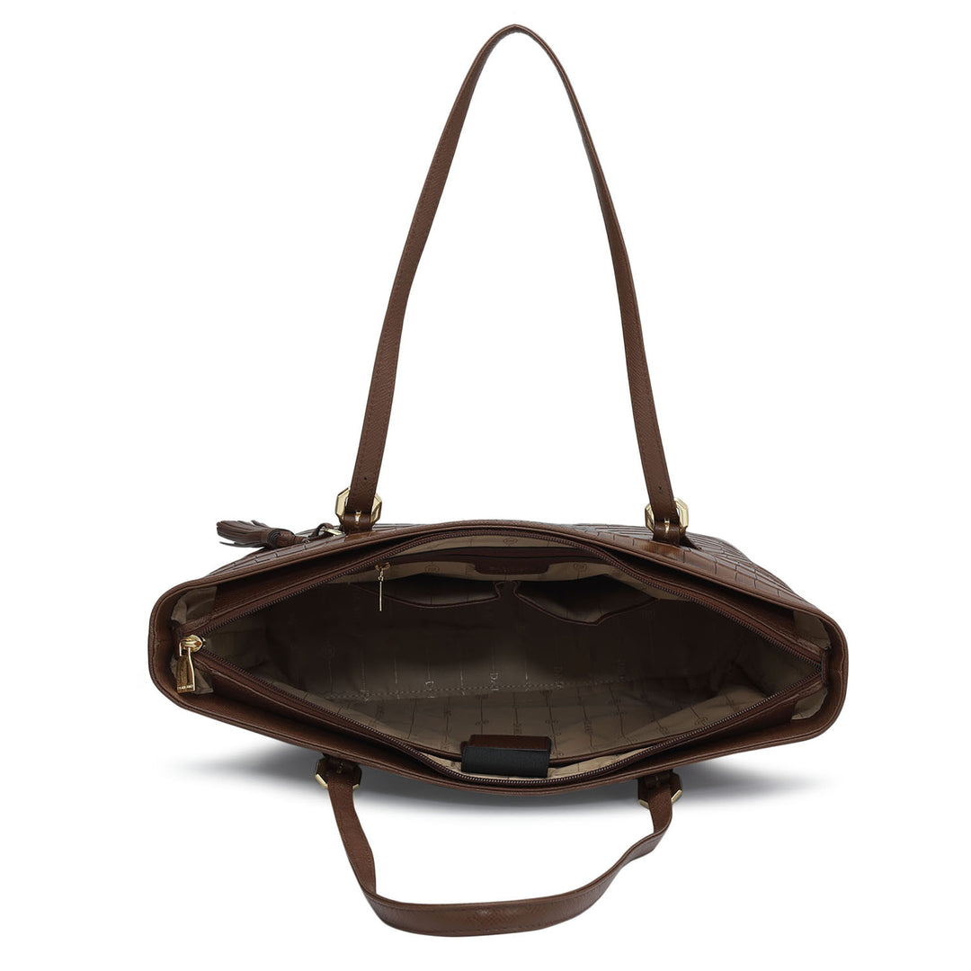 Large Croco Leather Tote - Date