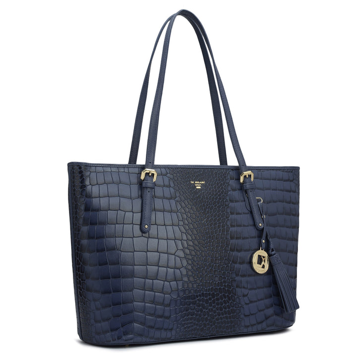 Large Croco Leather Tote - Stardust