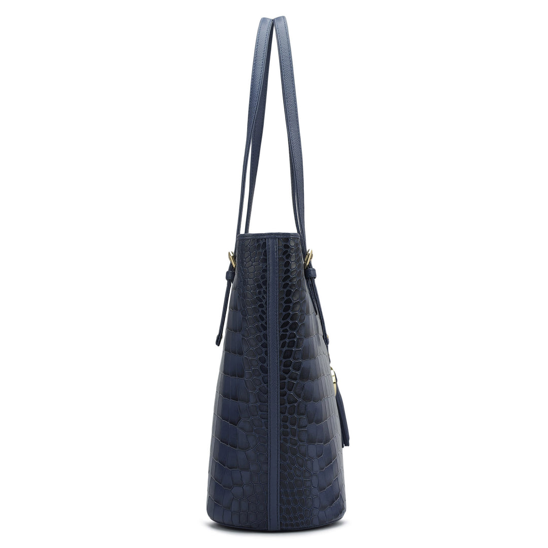 Large Croco Leather Tote - Stardust