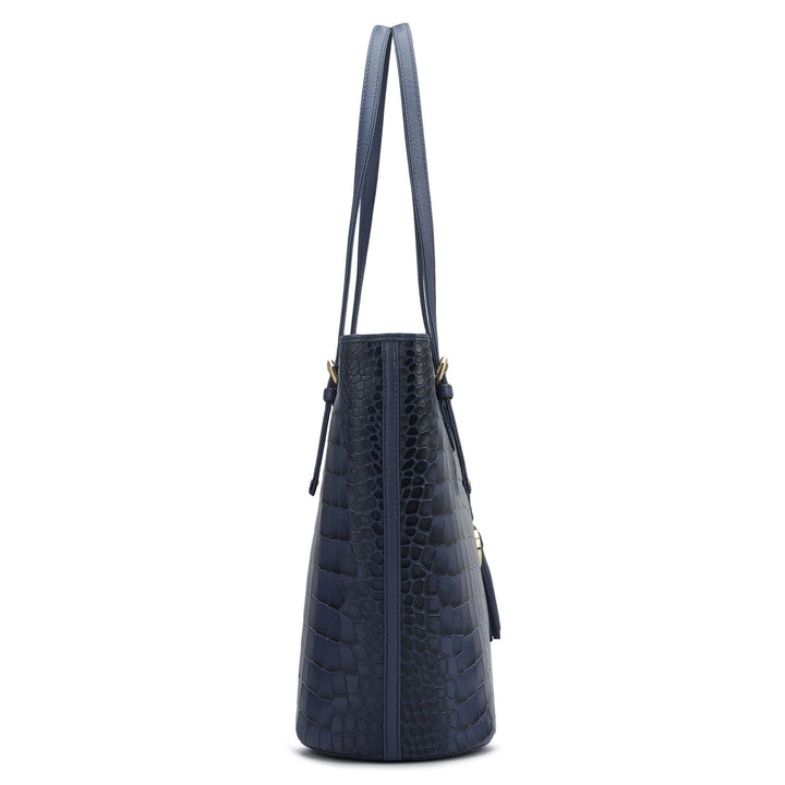 Large Croco Leather Tote - Stardust
