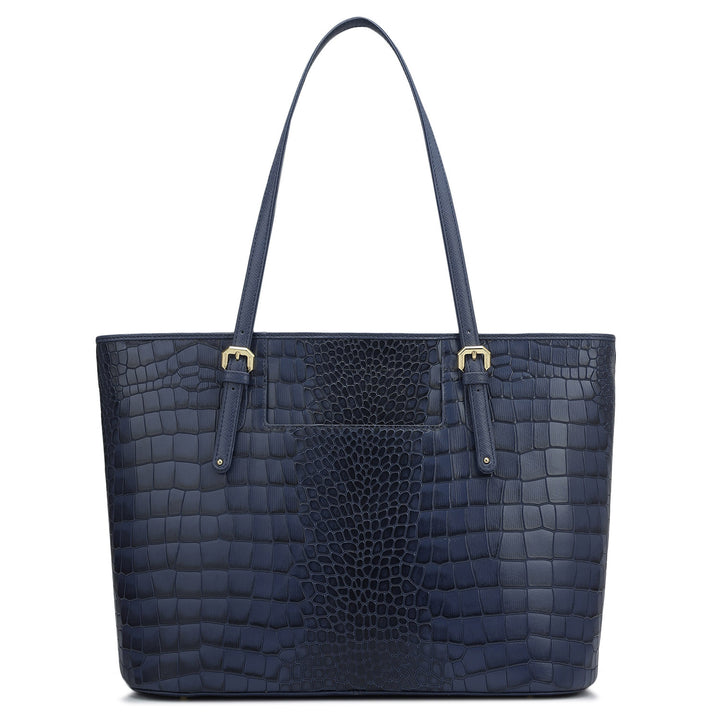 Large Croco Leather Tote - Stardust
