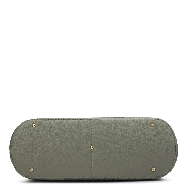 Large Croco Leather Tote - Stone Grey