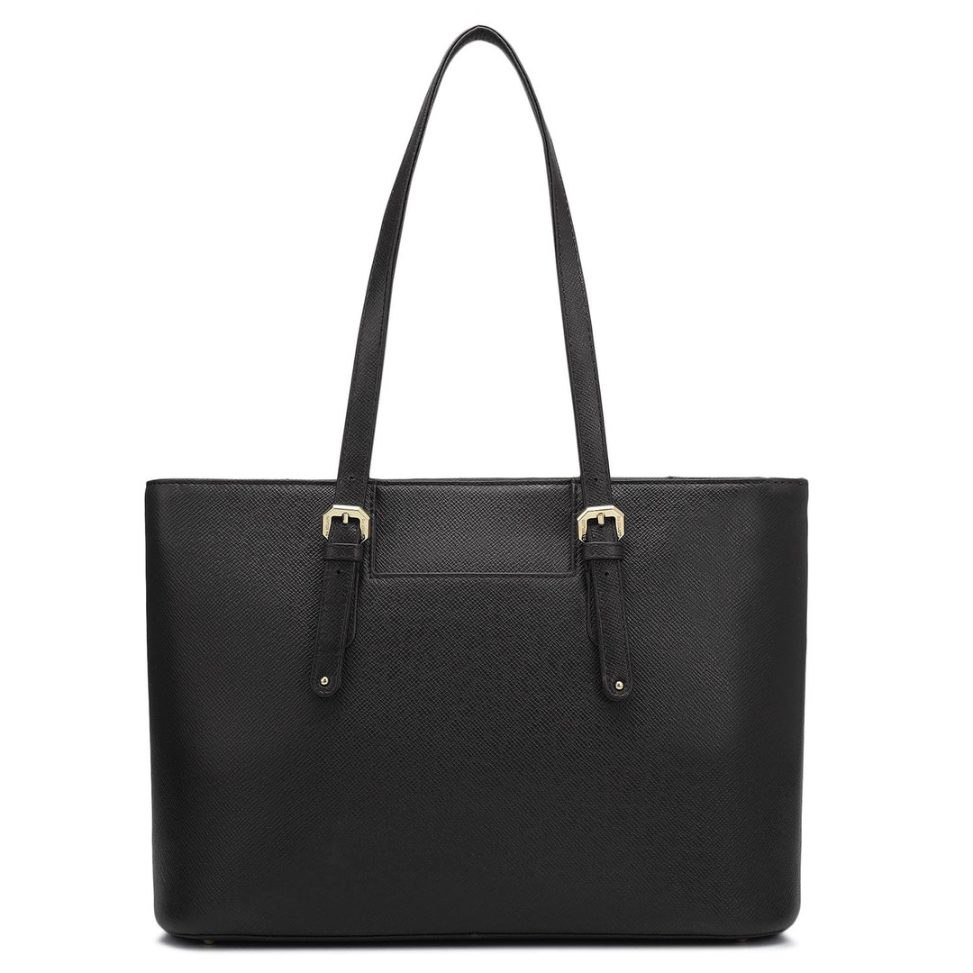 Small Franzy Leather Tote - Black