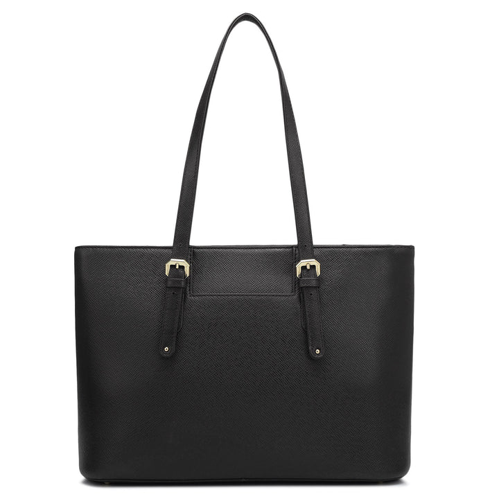 Small Franzy Leather Tote - Black