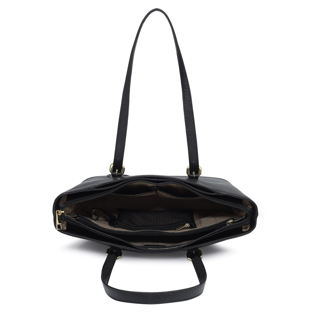 Small Franzy Leather Tote - Black