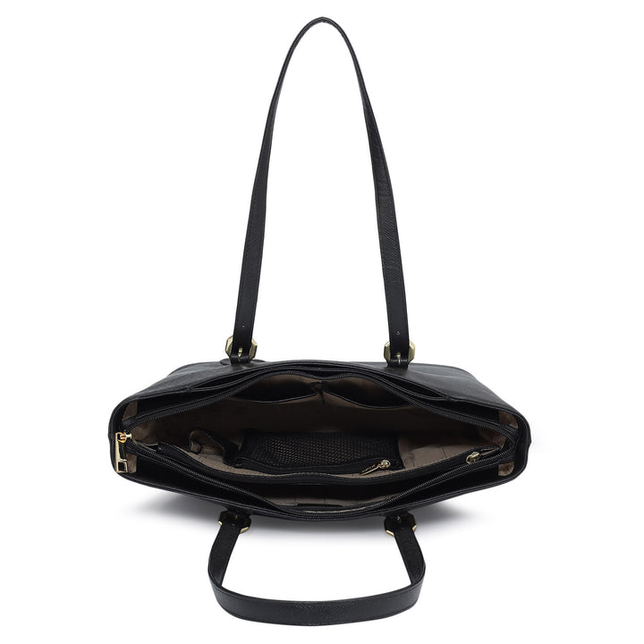 Small Franzy Leather Tote - Black