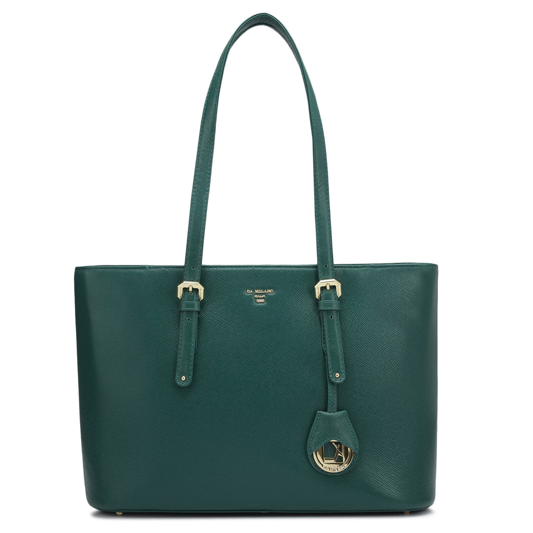 Small Franzy Leather Tote - Forest