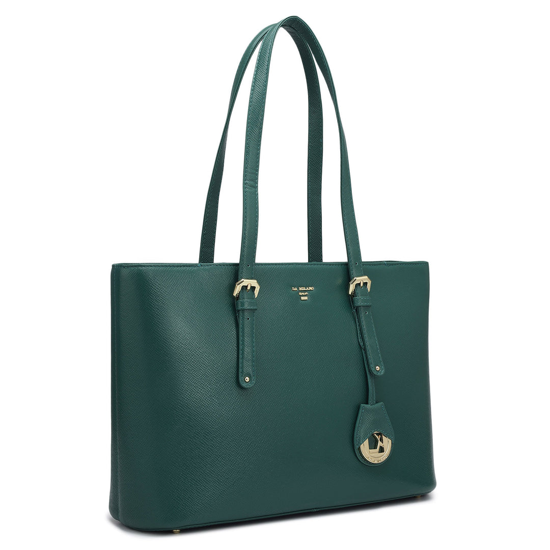 Small Franzy Leather Tote - Forest
