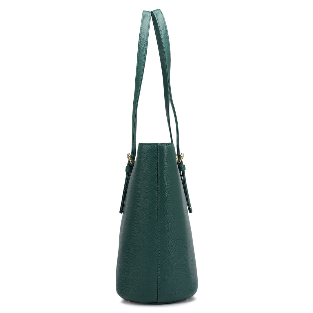 Small Franzy Leather Tote - Forest
