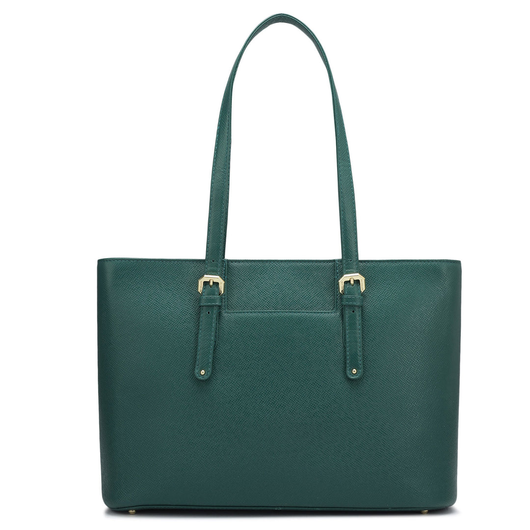 Small Franzy Leather Tote - Forest