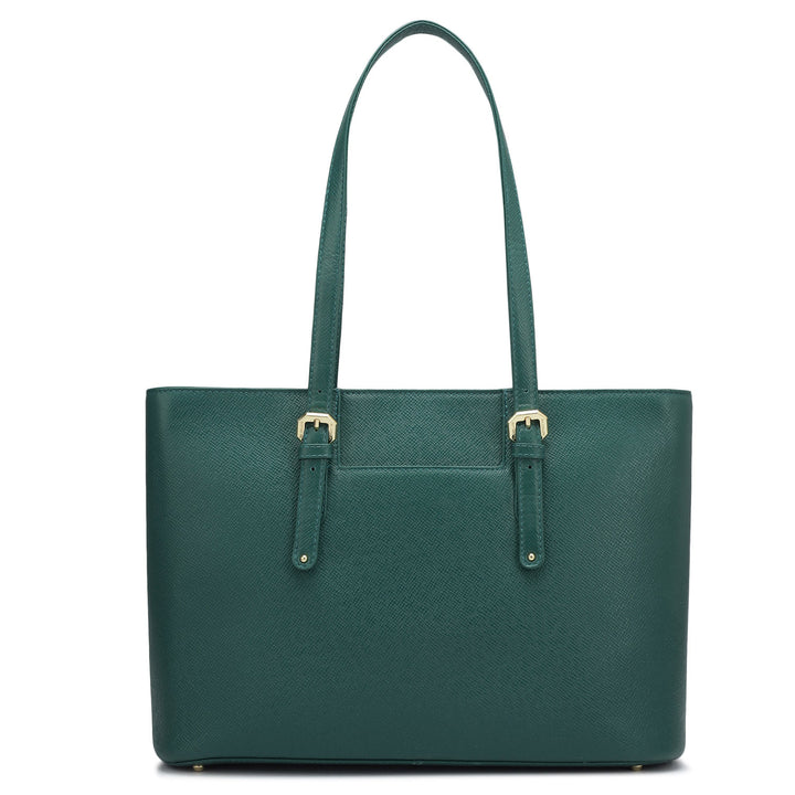 Small Franzy Leather Tote - Forest